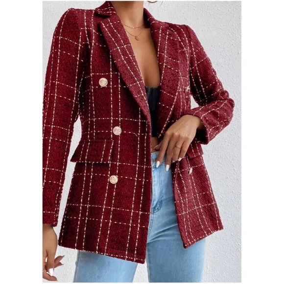 Classic Plaid Button up Tweed Blazer - Picture 11 of 12